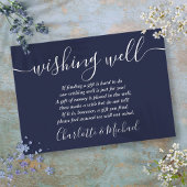 Wishing Well handtekening script Navy Blue Trouw Informatiekaartje