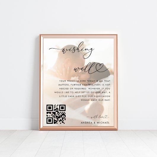 Wishing Well Honeymoon Fund QR Code Trouwbord Poster