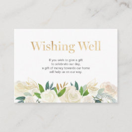 Wishing Well-kaart | Witte en goudbloem Informatiekaartje