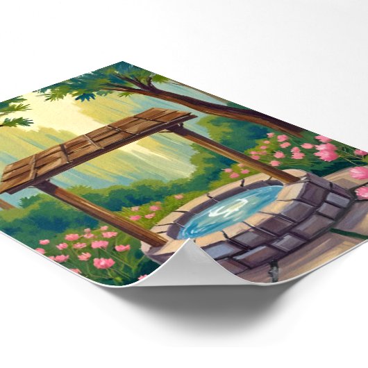 Wishing Well Magical Floral Forest Art Poster (Hoek)