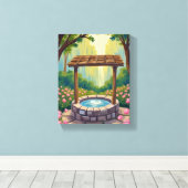 Wishing Well Magical Floral Forest Canvas Afdruk (Insitu (Houten vloer))