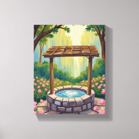 Wishing Well Magical Floral Forest Canvas Afdruk (Voorkant)