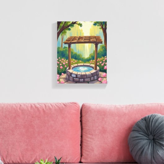 Wishing Well Magical Floral Forest Canvas Afdruk (Insitu (Woonkamer))