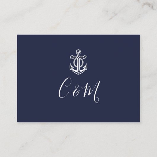 Wishing Well Marine Blauw Anker Nautische Bruiloft Informatiekaartje (Achterkant)