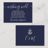 Wishing Well Marine Blauw Anker Nautische Bruiloft Informatiekaartje (Voorkant / Achterkant)