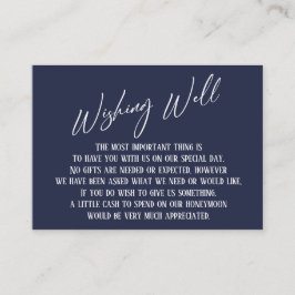 Wishing Well Modern Handwriting Navy Blue Informatiekaartje