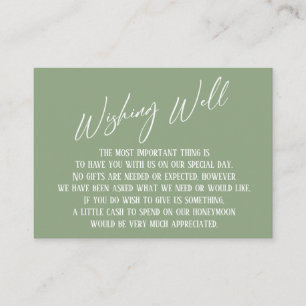 Wishing Well Modern Handwriting Sage Green Informatiekaartje