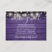 Wishing Well Paarse Houten String Lights Bruiloft Informatiekaartje (Voorkant)