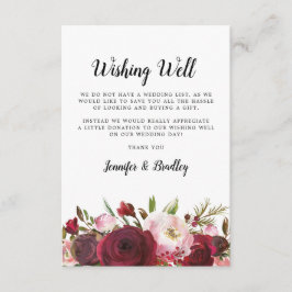 Wishing Well | Roze-rode bloemschildering Informatiekaartje