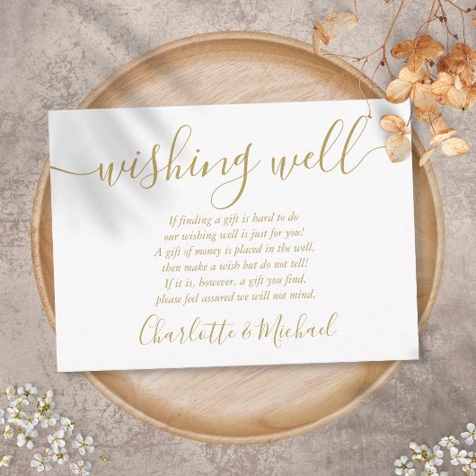 Wishing Well Signature Schrift Gouden Bruiloft Informatiekaartje