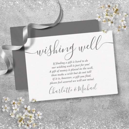 Wishing Well Signature Script Grijs Witte Huwelijk Informatiekaartje
