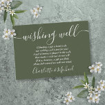 Wishing Well Signature Script Olive Green Wedding Informatiekaartje<br><div class="desc">Deze elegante olijfgroene bruiloft wenskaart kan worden gepersonaliseerd met uw speciale bericht en namen! Ontworpen door Thisnotme©</div>