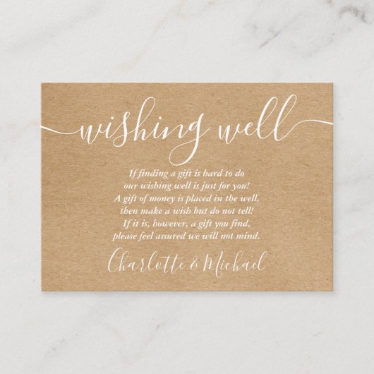 Wishing Well Signature Script Rustieke Kraft bruil Informatiekaartje (Voorkant)
