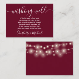 Wishing Well Slingerlichten Burgundy Bruiloft Informatiekaartje