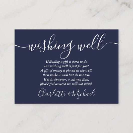 Wishing Well String Lights Navy Blue Bruiloft Informatiekaartje (Voorkant)
