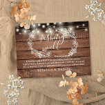 Wishing Well String Lights Rustieke Houten Bruilof Informatiekaartje<br><div class="desc">Deze elegante rustieke bruiloft wenskaart met  strijklichten en handgetekende bloemen kan worden gepersonaliseerd met uw speciale boodschap en namen op een achtergrond van houten panelen. Ontworpen door Thisnotme©</div>