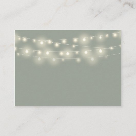 Wishing Well String Lights Sage Groene bruiloft Informatiekaartje (Achterkant)