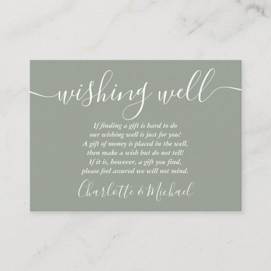 Wishing Well String Lights Sage Groene bruiloft Informatiekaartje (Voorkant)