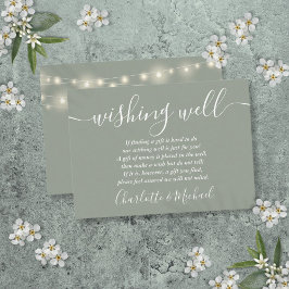 Wishing Well String Lights Sage Groene bruiloft Informatiekaartje