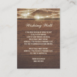 Wishing Well String Lights Schuur Hout Bruiloft Informatiekaartje