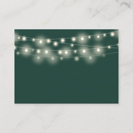 Wishing Well String Lights Smaragd Groene Bruiloft Informatiekaartje (Achterkant)