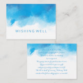 Wishing Well Summer Wedding Blauwe Waterverf Informatiekaartje (Voorkant / Achterkant)