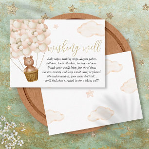 Wishing Well Teddy Bear Gender Neutral Baby shower Informatiekaartje