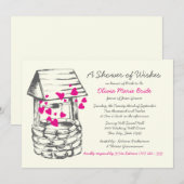 Wishing Well Vrijgezellenfeest Pink Hearts Kaart (Voorkant / Achterkant)