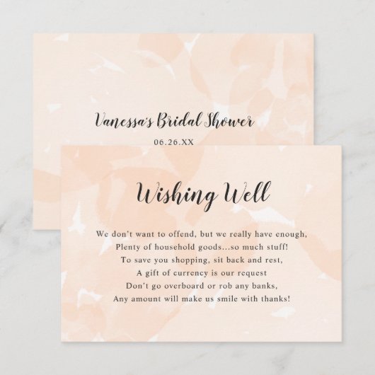 Wishing Well Vrijgezellenfeest | waterverf perzike Kaart (Voorkant / Achterkant)