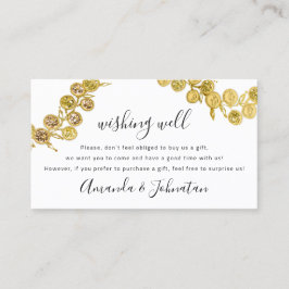 Wishing Well Wedding Gift Golden Wreath Elegant Visitekaartje