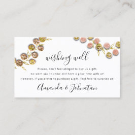 Wishing Well Wedding Gift Golden Wreath Glitter Visitekaartje