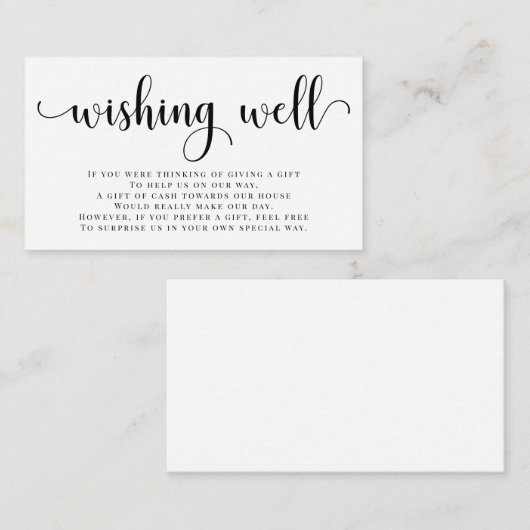 Wishing Well Wedding Invitation Enclosure Kaart (Voorkant / Achterkant)