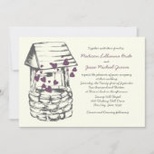 Wishing Well Wedding Plum Hearts Kaart (Voorkant)