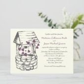Wishing Well Wedding Plum Hearts Kaart (Staand voorkant)