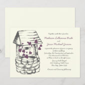 Wishing Well Wedding Plum Hearts Kaart (Voorkant / Achterkant)