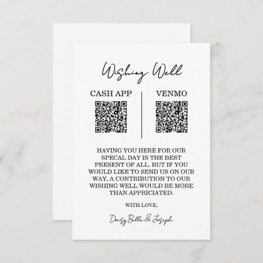 Wishing Well Wedding QR Code Enclosure Kaart (Voorkant / Achterkant)