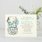 Wishing Well Wedding Turquoise Harten Kaart (Staand voorkant)