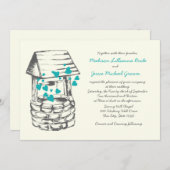 Wishing Well Wedding Turquoise Harten Kaart (Voorkant / Achterkant)