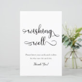 "Wishing Well" Zwart wit simpel bruiloft-teken (Staand voorkant)