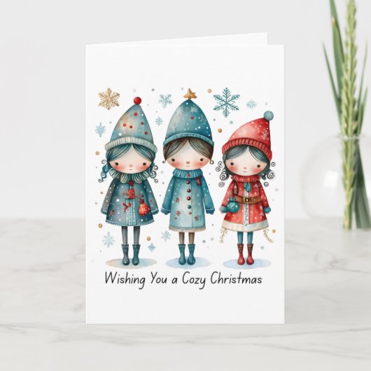 Wishing You a Cozy Christmas Folded Greeting Card Kaart (Voorkant)