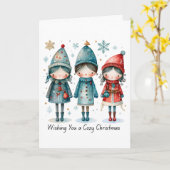 Wishing You a Cozy Christmas Folded Greeting Card Kaart (Gele Bloem)