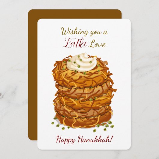 Wishing You a Latke Love Funny Hanukkah Greeting Feestdagenkaart (Voorkant / Achterkant)