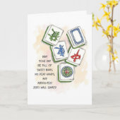 Wishing You a Lucky Year Mahjong Birthday Kaart (Gele Bloem)