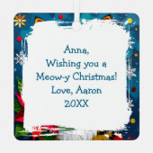 Wishing You a Meow-y Christmas | Cat Themed Metalen Ornament (Achterkant)