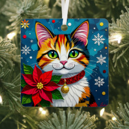Wishing You a Meow-y Christmas | Cat Themed Metalen Ornament