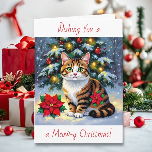 Wishing You a Meow-y Christmas | Festive  Feestdagen Kaart