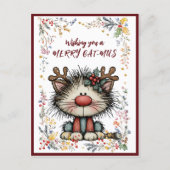 Wishing You A Merry CAT-MUS Holiday Postcard Feestdagenkaart (Voorkant)