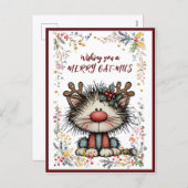 Wishing You A Merry CAT-MUS Holiday Postcard Feestdagenkaart (Voorkant / Achterkant)