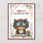 Wishing You A Merry CAT-MUS Holiday Postcard Feestdagenkaart (Voorkant)