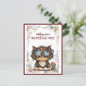 Wishing You A Merry CAT-MUS Holiday Postcard Feestdagenkaart (Staand voorkant)